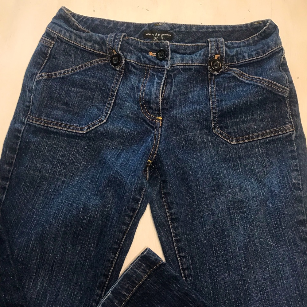 New York & Company Womens Trouser Blue Jeans Size 6 Dark Wash Mid Rise Pants